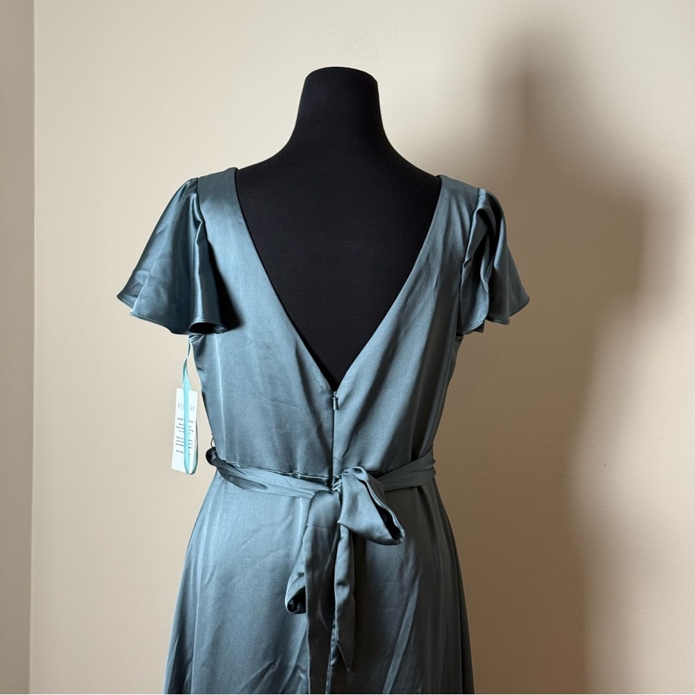 NWT Revelry Thalia Satin Dress Bridesmaid Dress Size 12 COLOR: Eucalyptus - 712 - Picture 10 of 14